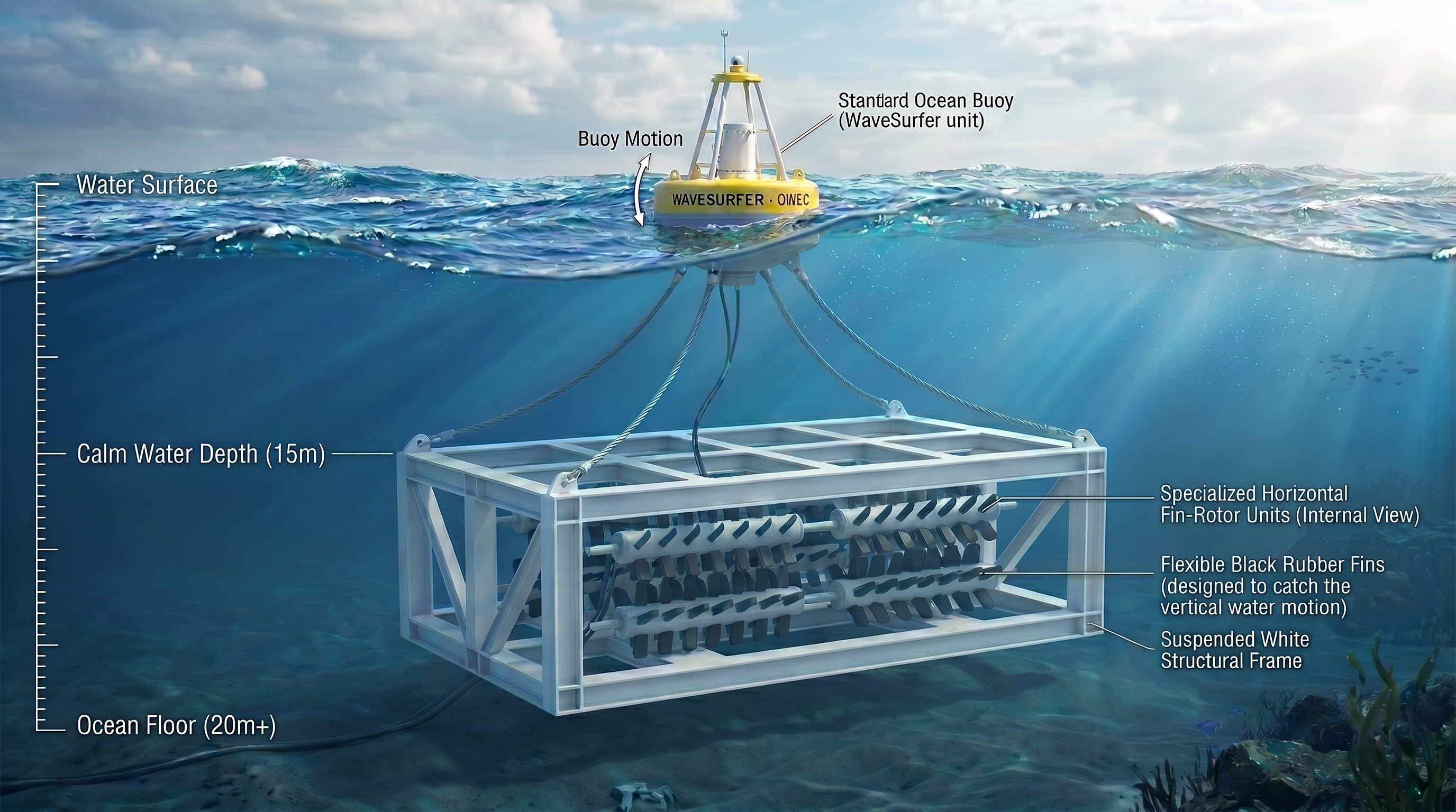 WaveSurfer Illustrative View with Depth Scale showing wave-base separation